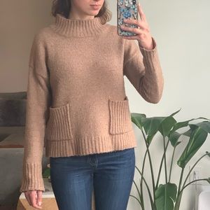 Mauve Mock Neck Front Pocket Sweater